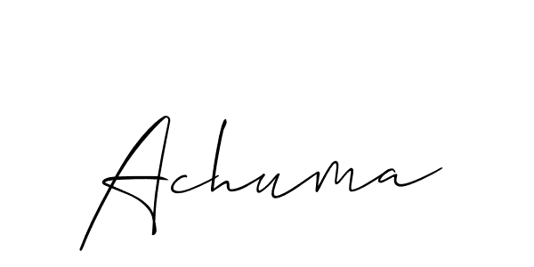 Make a beautiful signature design for name Achuma. With this signature (Allison_Script) style, you can create a handwritten signature for free. Achuma signature style 2 images and pictures png