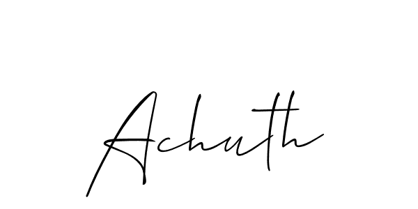 The best way (Allison_Script) to make a short signature is to pick only two or three words in your name. The name Achuth include a total of six letters. For converting this name. Achuth signature style 2 images and pictures png