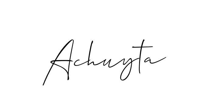 Make a beautiful signature design for name Achuyta. With this signature (Allison_Script) style, you can create a handwritten signature for free. Achuyta signature style 2 images and pictures png