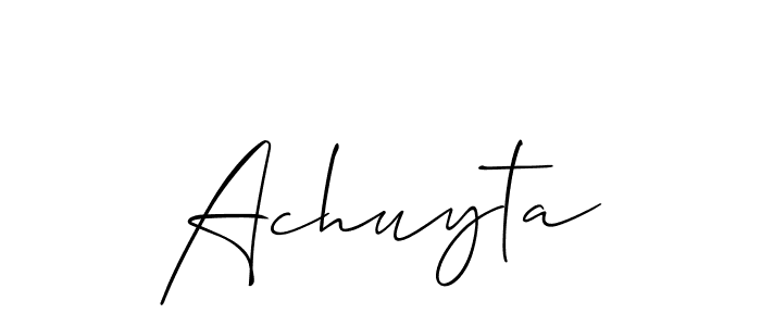 Make a beautiful signature design for name Achuyta. With this signature (Allison_Script) style, you can create a handwritten signature for free. Achuyta signature style 2 images and pictures png