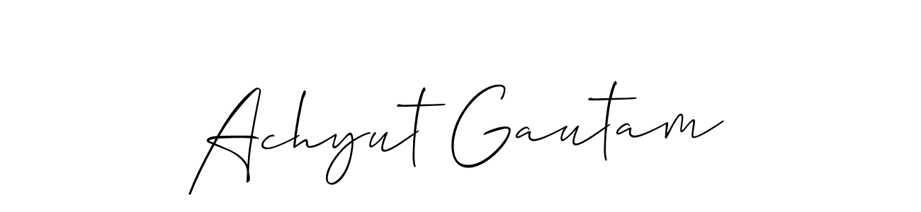 Create a beautiful signature design for name Achyut Gautam. With this signature (Allison_Script) fonts, you can make a handwritten signature for free. Achyut Gautam signature style 2 images and pictures png