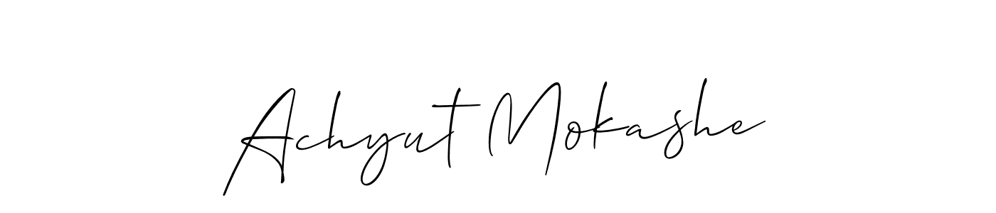 if you are searching for the best signature style for your name Achyut Mokashe. so please give up your signature search. here we have designed multiple signature styles  using Allison_Script. Achyut Mokashe signature style 2 images and pictures png