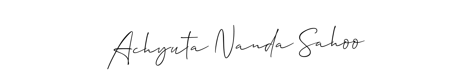 Allison_Script is a professional signature style that is perfect for those who want to add a touch of class to their signature. It is also a great choice for those who want to make their signature more unique. Get Achyuta Nanda Sahoo name to fancy signature for free. Achyuta Nanda Sahoo signature style 2 images and pictures png