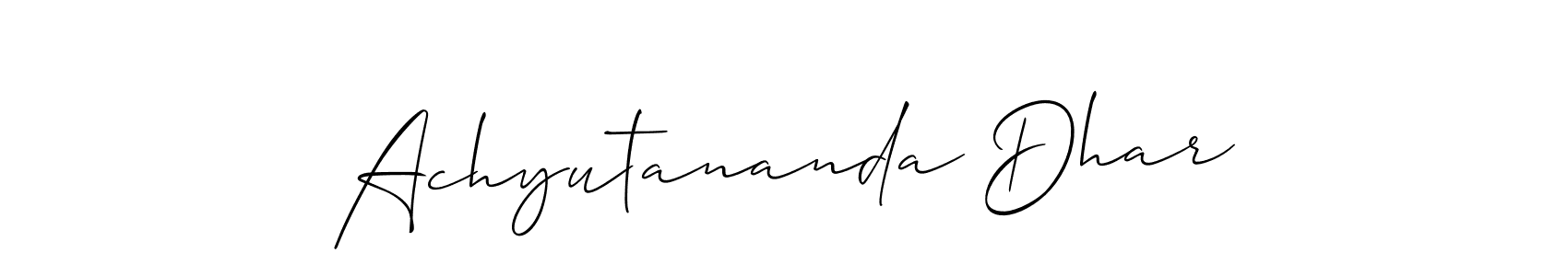 Make a short Achyutananda Dhar signature style. Manage your documents anywhere anytime using Allison_Script. Create and add eSignatures, submit forms, share and send files easily. Achyutananda Dhar signature style 2 images and pictures png