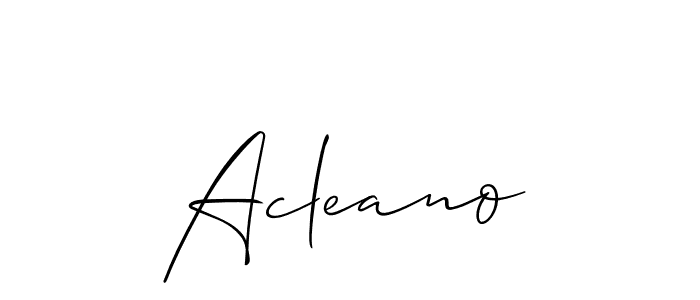 How to make Acleano signature? Allison_Script is a professional autograph style. Create handwritten signature for Acleano name. Acleano signature style 2 images and pictures png