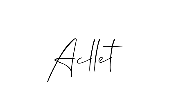 Make a beautiful signature design for name Acllet. With this signature (Allison_Script) style, you can create a handwritten signature for free. Acllet signature style 2 images and pictures png