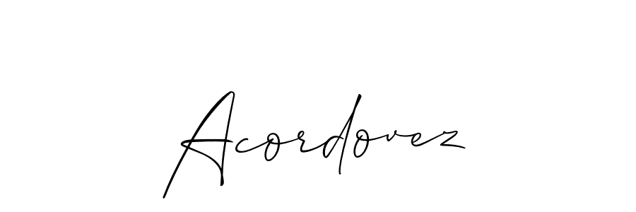 Design your own signature with our free online signature maker. With this signature software, you can create a handwritten (Allison_Script) signature for name Acordovez. Acordovez signature style 2 images and pictures png