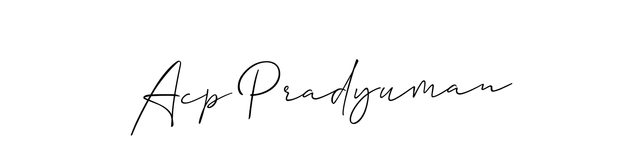 Similarly Allison_Script is the best handwritten signature design. Signature creator online .You can use it as an online autograph creator for name Acp Pradyuman. Acp Pradyuman signature style 2 images and pictures png