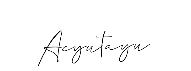if you are searching for the best signature style for your name Acyutayu. so please give up your signature search. here we have designed multiple signature styles  using Allison_Script. Acyutayu signature style 2 images and pictures png
