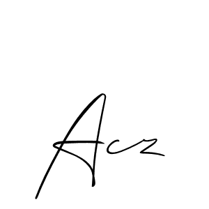 Design your own signature with our free online signature maker. With this signature software, you can create a handwritten (Allison_Script) signature for name Acz. Acz signature style 2 images and pictures png