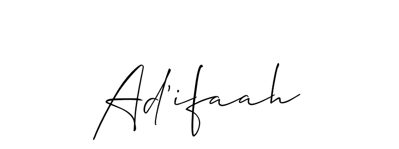You can use this online signature creator to create a handwritten signature for the name Ad'ifaah. This is the best online autograph maker. Ad'ifaah signature style 2 images and pictures png