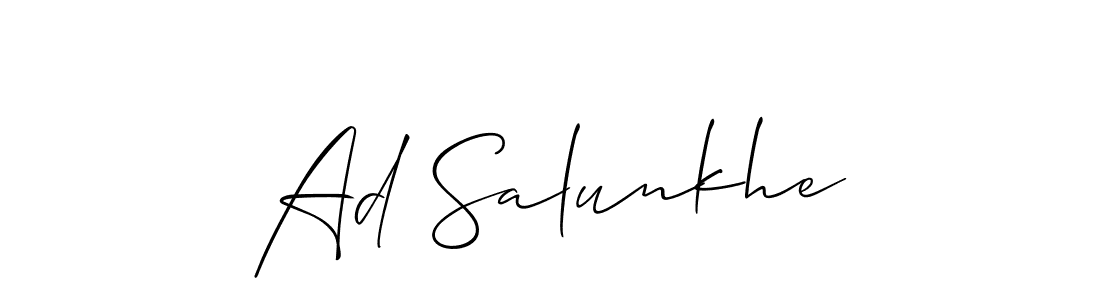 Ad Salunkhe stylish signature style. Best Handwritten Sign (Allison_Script) for my name. Handwritten Signature Collection Ideas for my name Ad Salunkhe. Ad Salunkhe signature style 2 images and pictures png
