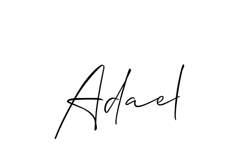 The best way (Allison_Script) to make a short signature is to pick only two or three words in your name. The name Adael include a total of six letters. For converting this name. Adael signature style 2 images and pictures png