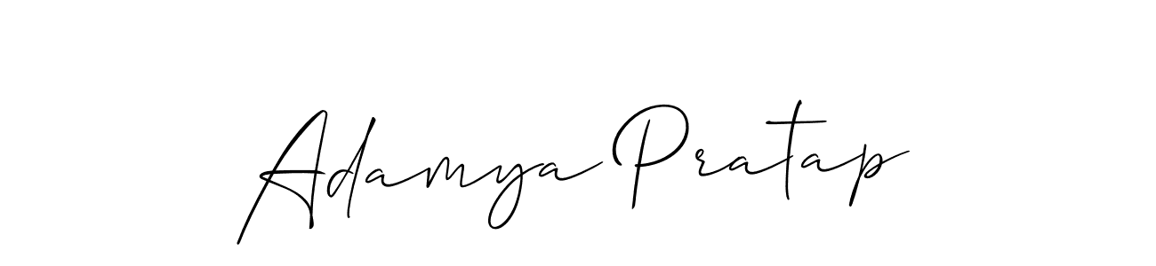 Similarly Allison_Script is the best handwritten signature design. Signature creator online .You can use it as an online autograph creator for name Adamya Pratap. Adamya Pratap signature style 2 images and pictures png