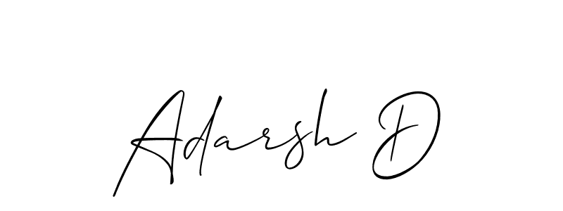 Use a signature maker to create a handwritten signature online. With this signature software, you can design (Allison_Script) your own signature for name Adarsh D. Adarsh D signature style 2 images and pictures png