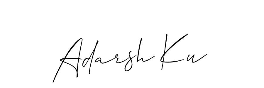 The best way (Allison_Script) to make a short signature is to pick only two or three words in your name. The name Adarsh Ku include a total of six letters. For converting this name. Adarsh Ku signature style 2 images and pictures png