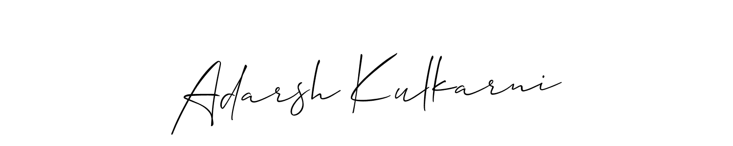 Allison_Script is a professional signature style that is perfect for those who want to add a touch of class to their signature. It is also a great choice for those who want to make their signature more unique. Get Adarsh Kulkarni name to fancy signature for free. Adarsh Kulkarni signature style 2 images and pictures png