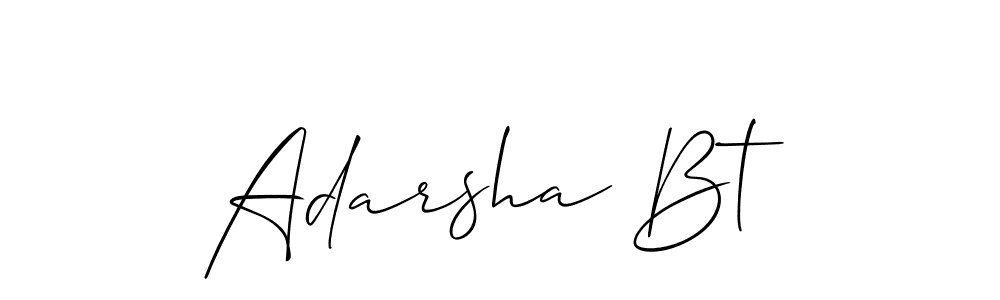 Use a signature maker to create a handwritten signature online. With this signature software, you can design (Allison_Script) your own signature for name Adarsha Bt. Adarsha Bt signature style 2 images and pictures png