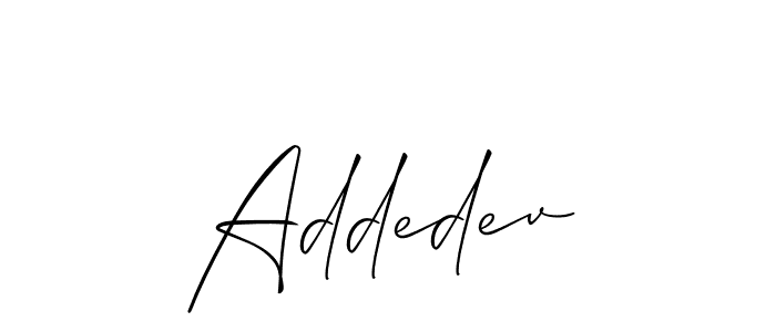 The best way (Allison_Script) to make a short signature is to pick only two or three words in your name. The name Addedev include a total of six letters. For converting this name. Addedev signature style 2 images and pictures png