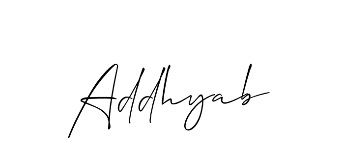 How to Draw Addhyab signature style? Allison_Script is a latest design signature styles for name Addhyab. Addhyab signature style 2 images and pictures png