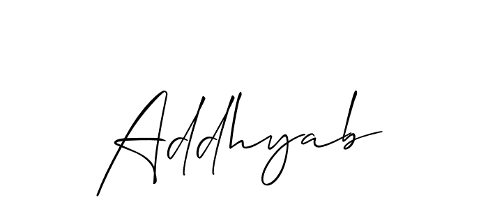 You should practise on your own different ways (Allison_Script) to write your name (Addhyab) in signature. don't let someone else do it for you. Addhyab signature style 2 images and pictures png