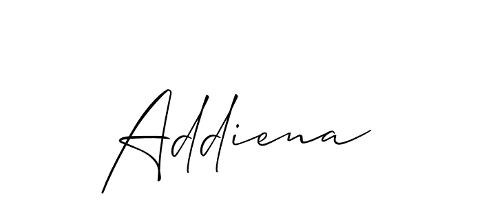 Use a signature maker to create a handwritten signature online. With this signature software, you can design (Allison_Script) your own signature for name Addiena. Addiena signature style 2 images and pictures png