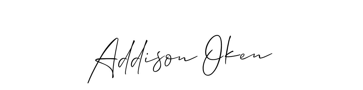 The best way (Allison_Script) to make a short signature is to pick only two or three words in your name. The name Addison Oken include a total of six letters. For converting this name. Addison Oken signature style 2 images and pictures png