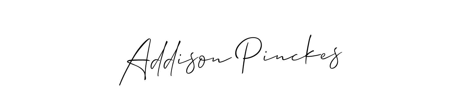 The best way (Allison_Script) to make a short signature is to pick only two or three words in your name. The name Addison Pinckes include a total of six letters. For converting this name. Addison Pinckes signature style 2 images and pictures png