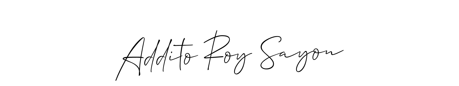 It looks lik you need a new signature style for name Addito Roy Sayon. Design unique handwritten (Allison_Script) signature with our free signature maker in just a few clicks. Addito Roy Sayon signature style 2 images and pictures png