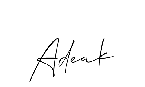 How to make Adeak signature? Allison_Script is a professional autograph style. Create handwritten signature for Adeak name. Adeak signature style 2 images and pictures png