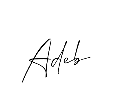 How to make Adeb name signature. Use Allison_Script style for creating short signs online. This is the latest handwritten sign. Adeb signature style 2 images and pictures png