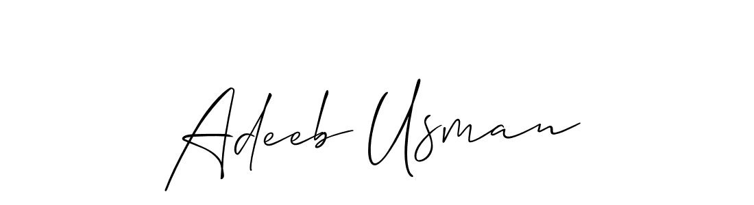 Use a signature maker to create a handwritten signature online. With this signature software, you can design (Allison_Script) your own signature for name Adeeb Usman. Adeeb Usman signature style 2 images and pictures png