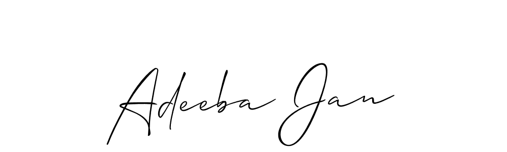 Make a beautiful signature design for name Adeeba Jan. With this signature (Allison_Script) style, you can create a handwritten signature for free. Adeeba Jan signature style 2 images and pictures png