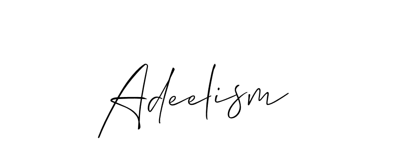 The best way (Allison_Script) to make a short signature is to pick only two or three words in your name. The name Adeelism include a total of six letters. For converting this name. Adeelism signature style 2 images and pictures png