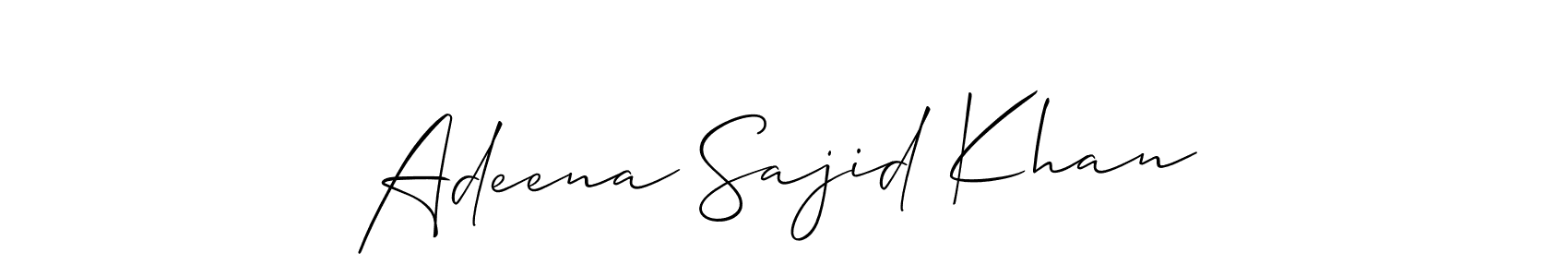 How to make Adeena Sajid Khan name signature. Use Allison_Script style for creating short signs online. This is the latest handwritten sign. Adeena Sajid Khan signature style 2 images and pictures png