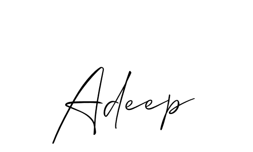 Use a signature maker to create a handwritten signature online. With this signature software, you can design (Allison_Script) your own signature for name Adeep. Adeep signature style 2 images and pictures png