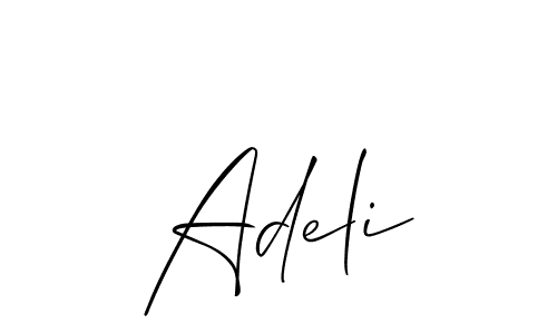 The best way (Allison_Script) to make a short signature is to pick only two or three words in your name. The name Adeli include a total of six letters. For converting this name. Adeli signature style 2 images and pictures png