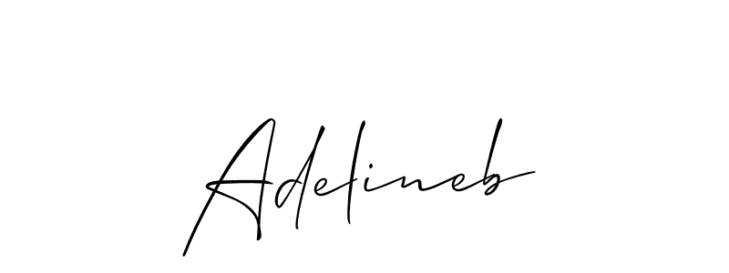 The best way (Allison_Script) to make a short signature is to pick only two or three words in your name. The name Adelineb include a total of six letters. For converting this name. Adelineb signature style 2 images and pictures png