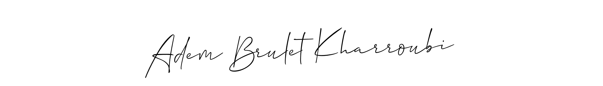 You should practise on your own different ways (Allison_Script) to write your name (Adem Brulet Kharroubi) in signature. don't let someone else do it for you. Adem Brulet Kharroubi signature style 2 images and pictures png