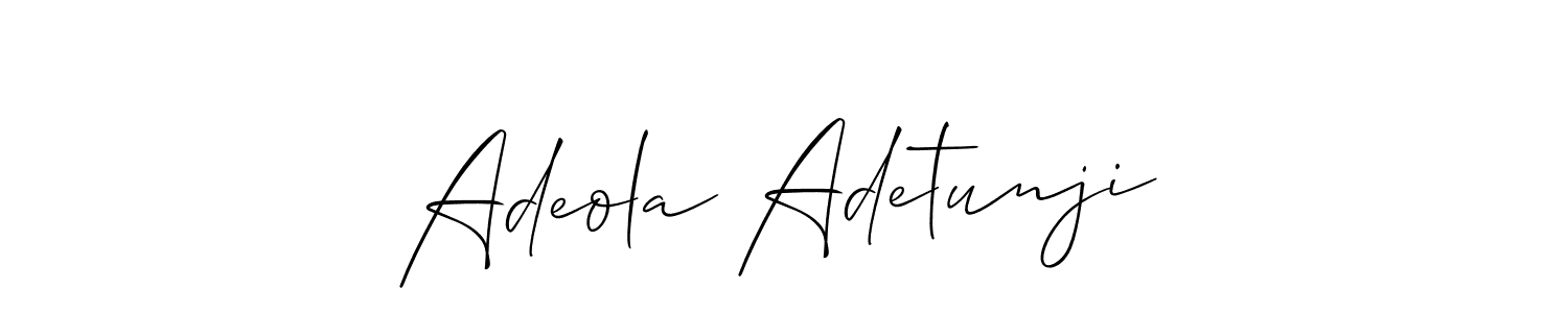 How to make Adeola Adetunji name signature. Use Allison_Script style for creating short signs online. This is the latest handwritten sign. Adeola Adetunji signature style 2 images and pictures png