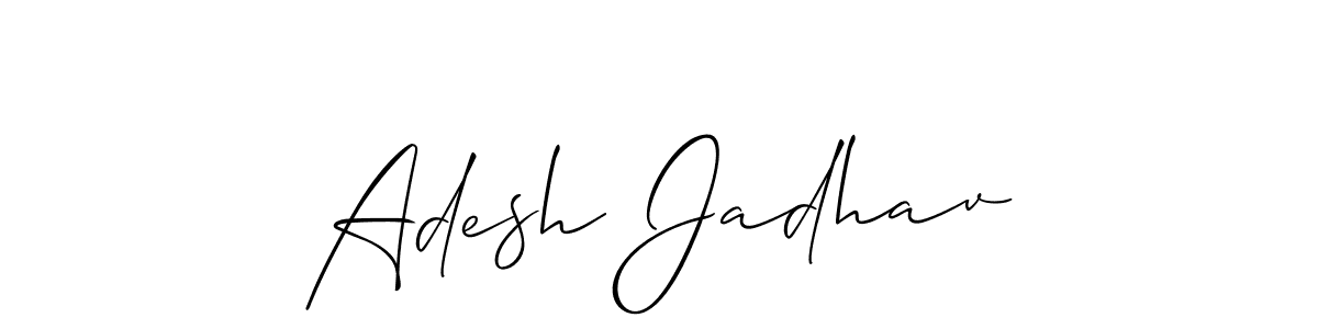 Allison_Script is a professional signature style that is perfect for those who want to add a touch of class to their signature. It is also a great choice for those who want to make their signature more unique. Get Adesh Jadhav name to fancy signature for free. Adesh Jadhav signature style 2 images and pictures png