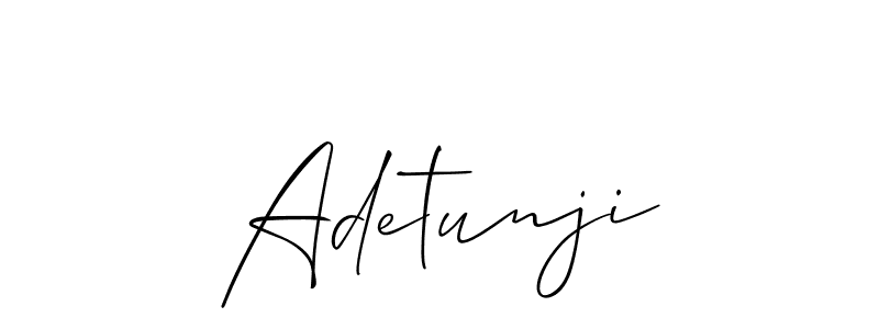 if you are searching for the best signature style for your name Adetunji. so please give up your signature search. here we have designed multiple signature styles  using Allison_Script. Adetunji signature style 2 images and pictures png