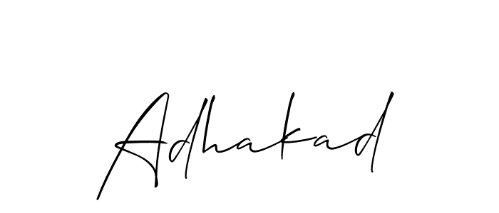 Use a signature maker to create a handwritten signature online. With this signature software, you can design (Allison_Script) your own signature for name Adhakad. Adhakad signature style 2 images and pictures png