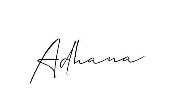 How to make Adhana signature? Allison_Script is a professional autograph style. Create handwritten signature for Adhana name. Adhana signature style 2 images and pictures png