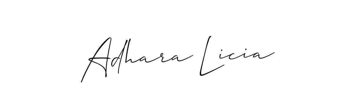 Make a beautiful signature design for name Adhara Licia. With this signature (Allison_Script) style, you can create a handwritten signature for free. Adhara Licia signature style 2 images and pictures png