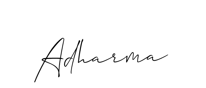 It looks lik you need a new signature style for name Adharma. Design unique handwritten (Allison_Script) signature with our free signature maker in just a few clicks. Adharma signature style 2 images and pictures png