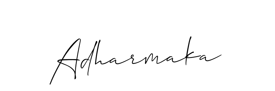 if you are searching for the best signature style for your name Adharmaka. so please give up your signature search. here we have designed multiple signature styles  using Allison_Script. Adharmaka signature style 2 images and pictures png