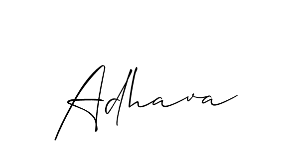 Use a signature maker to create a handwritten signature online. With this signature software, you can design (Allison_Script) your own signature for name Adhava. Adhava signature style 2 images and pictures png