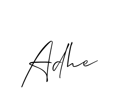 if you are searching for the best signature style for your name Adhe. so please give up your signature search. here we have designed multiple signature styles  using Allison_Script. Adhe signature style 2 images and pictures png