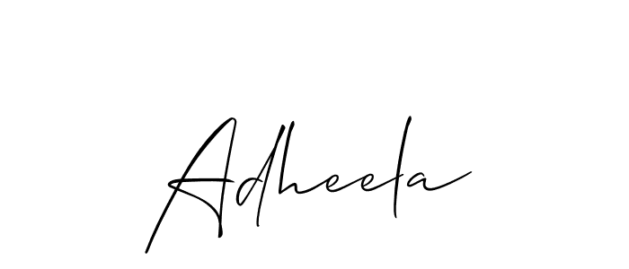 Similarly Allison_Script is the best handwritten signature design. Signature creator online .You can use it as an online autograph creator for name Adheela. Adheela signature style 2 images and pictures png